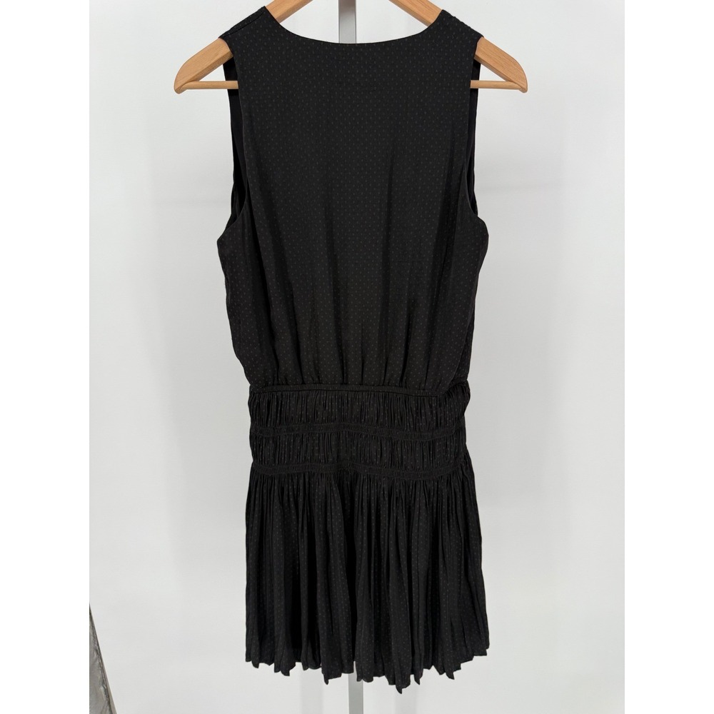 Allison Joy Black Dress Womens Medium V Neck Sleeveless Pleated Smocked - Picture 7 of 9